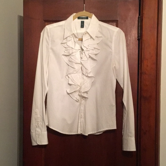Lauren Ralph Lauren Tops - LAUREN Ralph Lauren white ruffled blouse size S